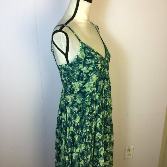 Chelsea 28 Pleated Midi Sundress Size XS Woman's Green Teal Becca Floral V-neck - Picture 15 of 16